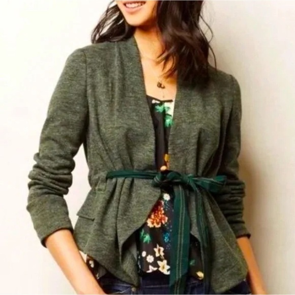 Anthropologie Cartonnier Heather Hunter Green Cardigan Blazer size XS - Picture 1 of 16